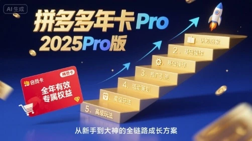 【精】拼多多年卡2025Pro版,五大板块从认知到基础、从推广到活动、从活动到玩法-创业猫 【精】拼多多年卡2025Pro版,五大板块从认知到基础、从推广到活动、从活动到玩法