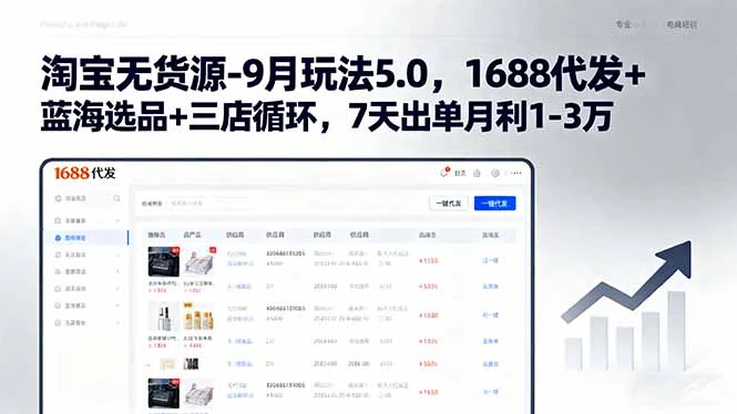 【精】淘宝无货源-9月玩法5.0,1688代发+蓝海选品+三店循环,7天出单月利1-3万-创业猫 【精】淘宝无货源-9月玩法5.0,1688代发+蓝海选品+三店循环,7天出单月利1-3万