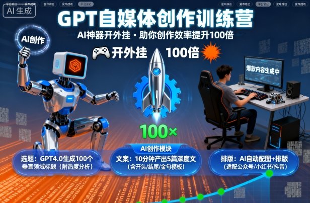 【精】GPT自媒体创作训练营:AI神器开外挂,助你创作效率提升100倍-创业猫 【精】GPT自媒体创作训练营:AI神器开外挂,助你创作效率提升100倍