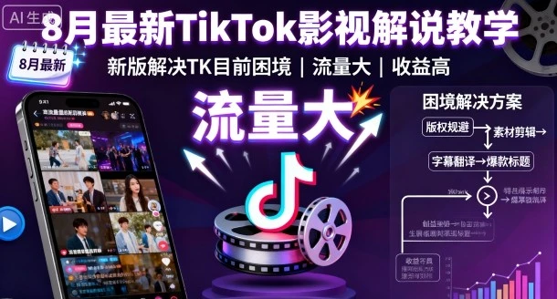 【精】8月最新TikTok影视解说教学,新版解决TK目前困境,流量大,收益高-创业猫 【精】8月最新TikTok影视解说教学,新版解决TK目前困境,流量大,收益高