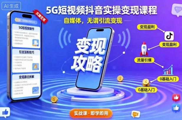 【精】5G短视频抖音实操变现课程,自媒体,无谓引流变现-创业猫 【精】5G短视频抖音实操变现课程,自媒体,无谓引流变现