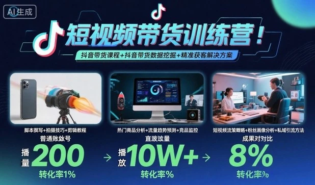 【精】短视频带货训练营,抖音带货课程+抖音带货数据挖掘+精准获客解决方案-创业猫 【精】短视频带货训练营,抖音带货课程+抖音带货数据挖掘+精准获客解决方案