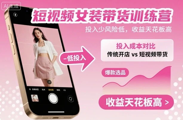 短视频女装带货训练营,投入少风险低,收益天花板高-创业猫 短视频女装带货训练营,投入少风险低,收益天花板高