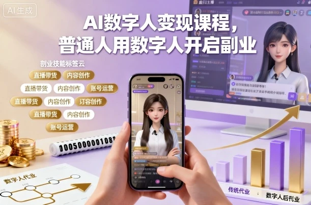 AI数字人变现课程,普通人用数字人开启副业-创业猫 AI数字人变现课程,普通人用数字人开启副业