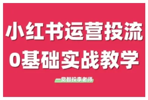 小红书运营投流，小红书广告投放从0到1的实战课，学完即可开始投放(更新)