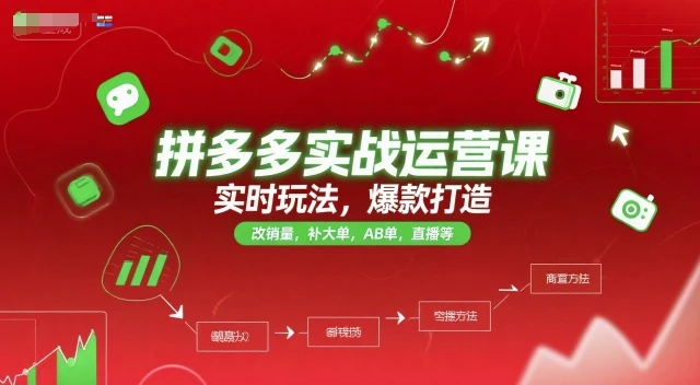 拼多多实战运营课，实时玩法，爆款打造，改销量，补大单，AB单，直播等(更新2025月)