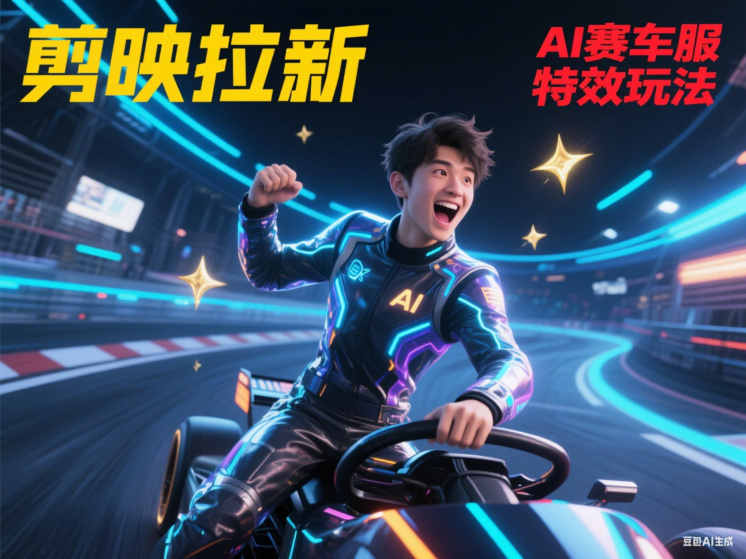 剪映拉新 AI赛车服特效玩法