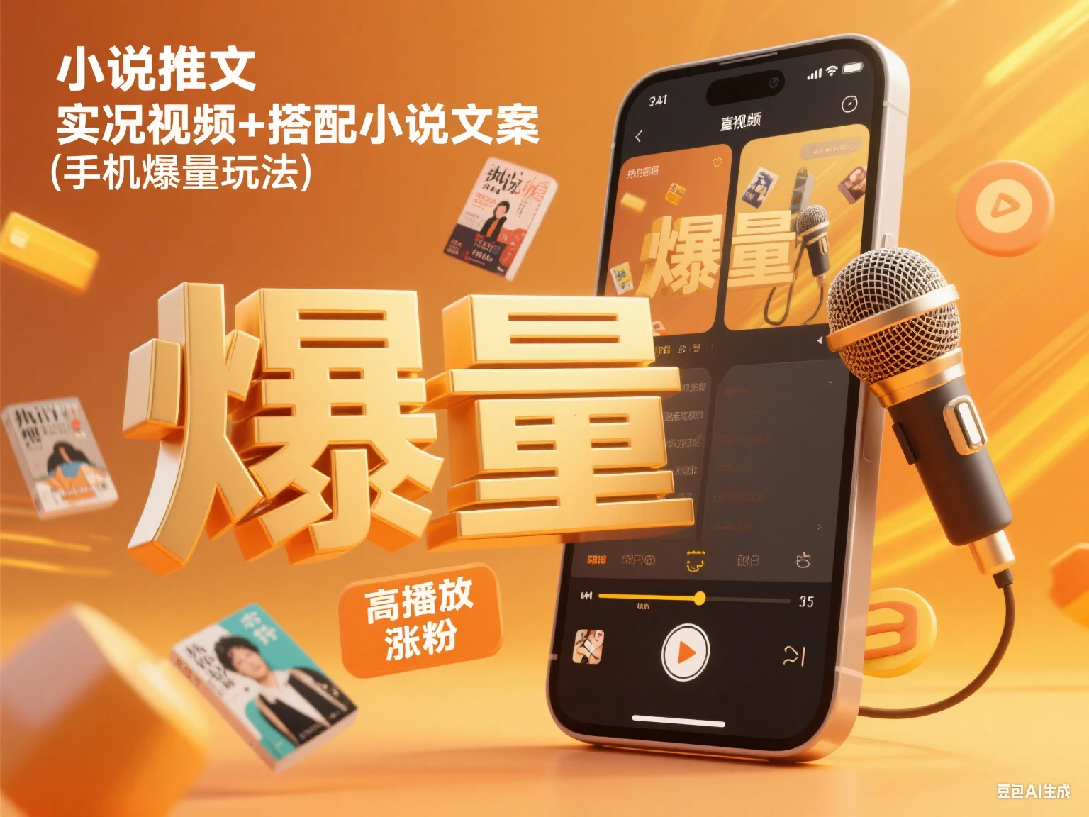 小说推文 实况视频+搭配小说文案（手机爆量玩法）