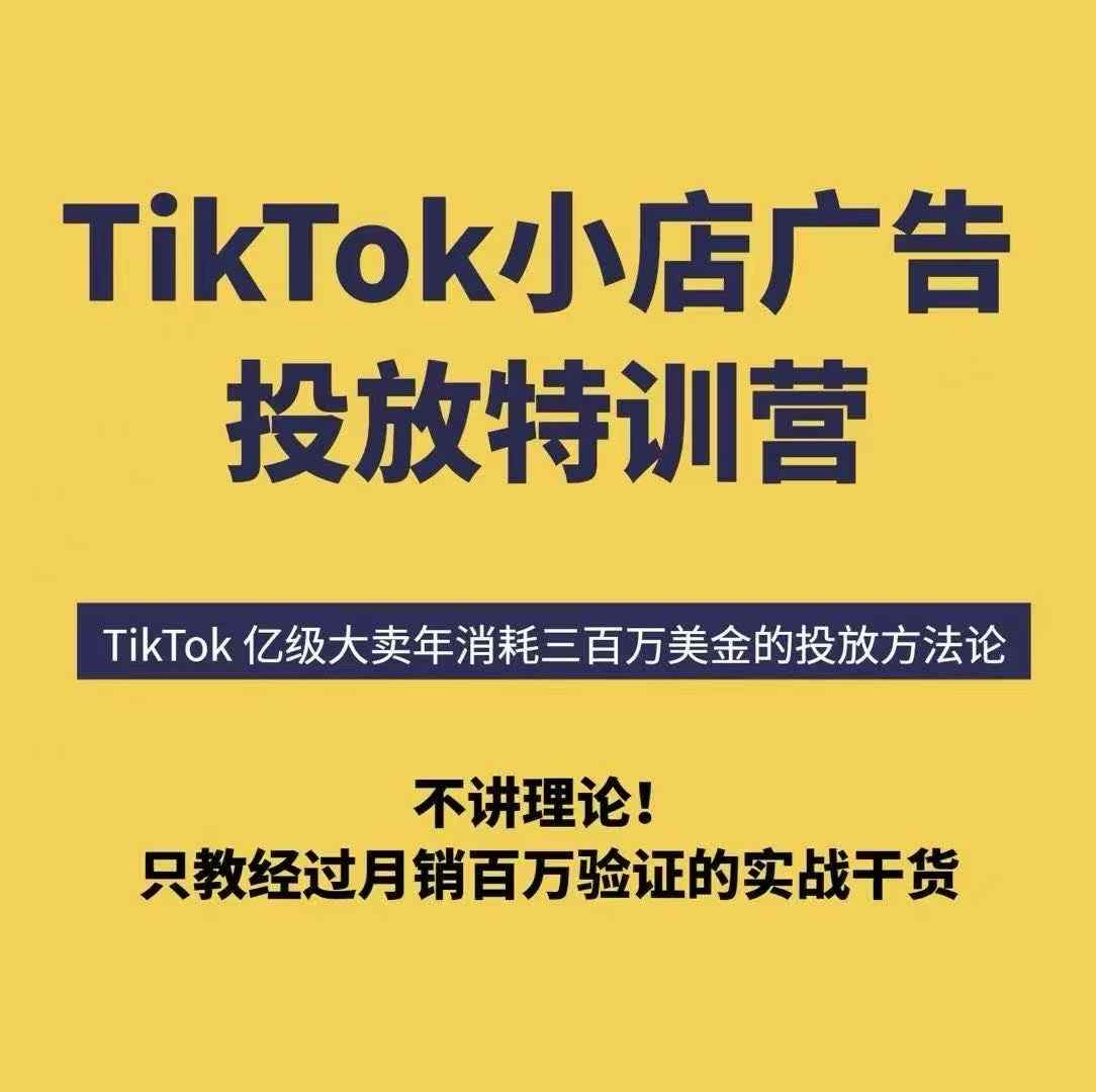 【精】TikTok小店广告投放特训营，6天破局计划专治各种“投不动”，教你经过月销百万验证的实战干货