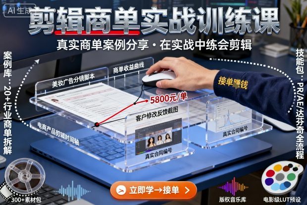 【精】剪辑商单实战训练课，真实商单案例分享，在实战中练会剪辑