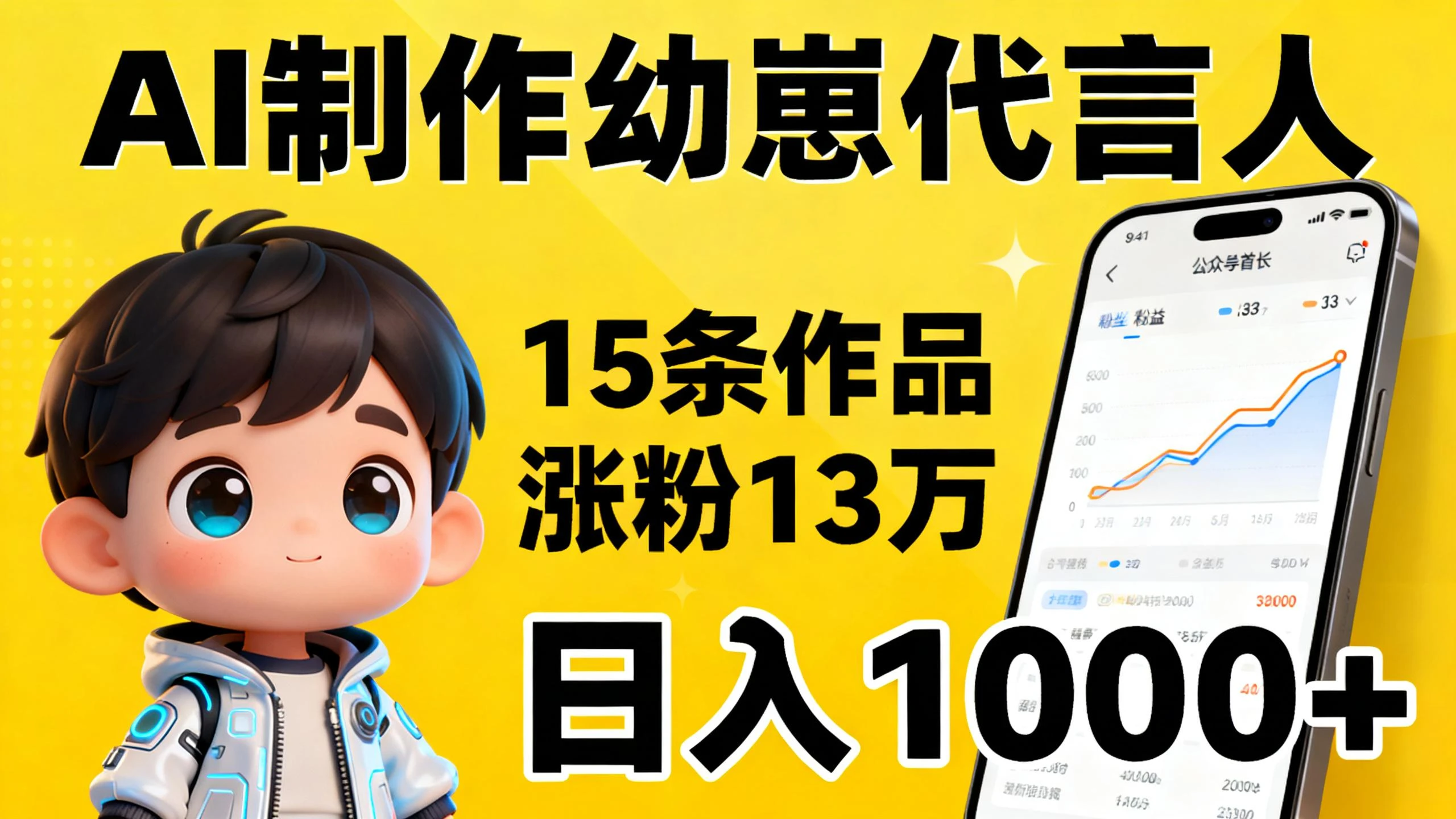 AI制作幼崽代言人，15条作品涨粉13万，日入1000+，实操教程