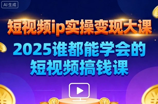 【精】短视频ip实操变现大课，7月26-27日广州站线下课，2025谁都能学会的短视频搞钱课