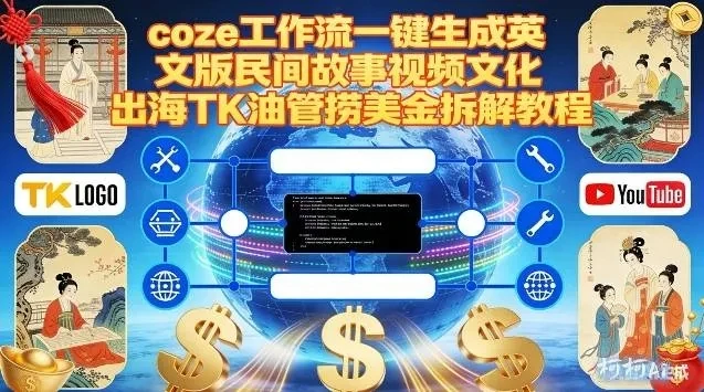 Coze扣子工作流一键生成英文版民间故事视频,文化出海TK油管捞美金拆解教程