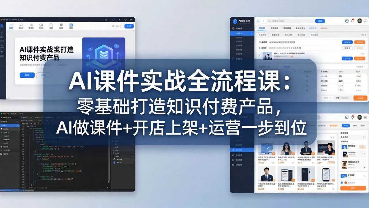 【精】AI课件实战全流程课：零基础打造知识付费产品，AI做课件+开店上架+运营一步到位