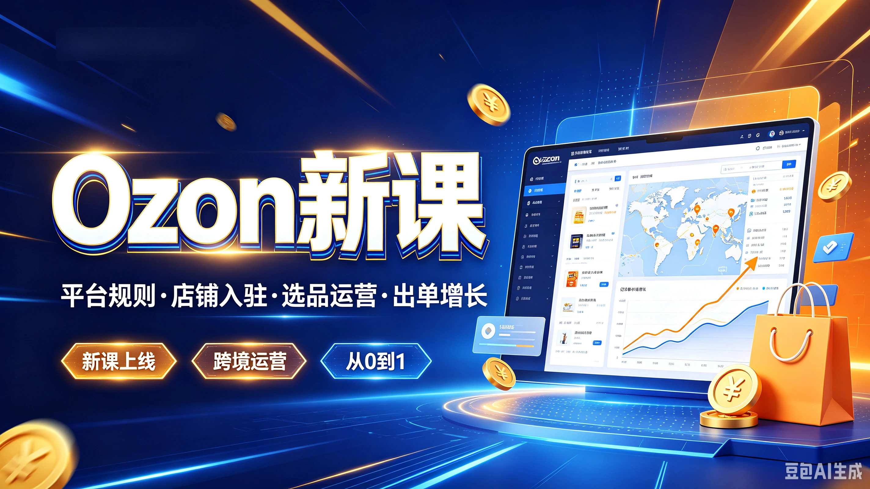 【精】Ozoni新课，平台规则·店铺入驻·选品运营·出单增长，新课上线、跨境运营、从0到1