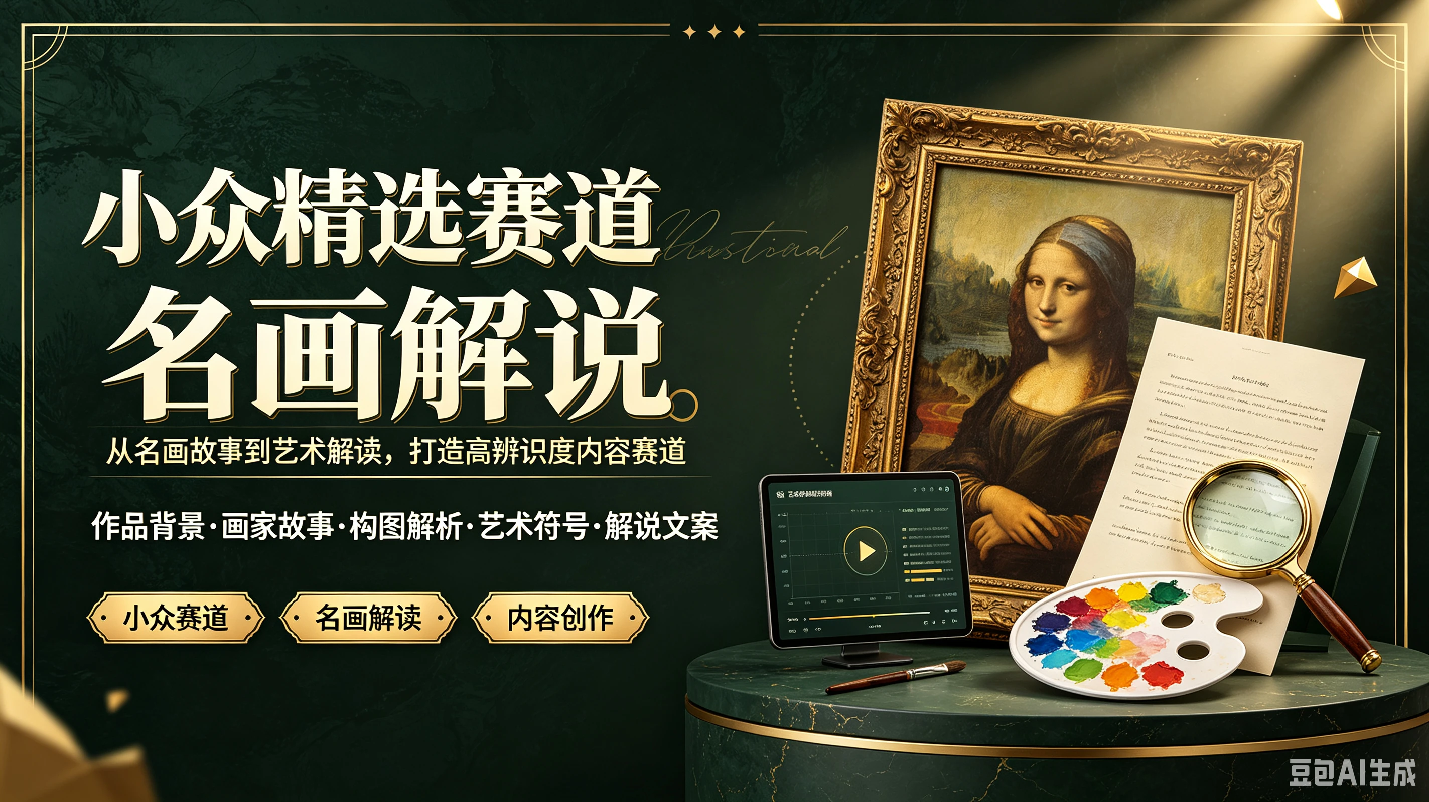 【精】小众精选赛道名画解说，从名画故事到艺术解读，打造高辨识度内容赛道，作品背景、画家故事、构图解析、艺术符号、解说文案