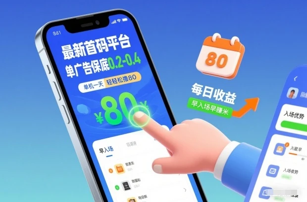 最新首码平台，单广告保底0.2-0.4，单机一天轻松撸80，早入场早賺米【揭秘】