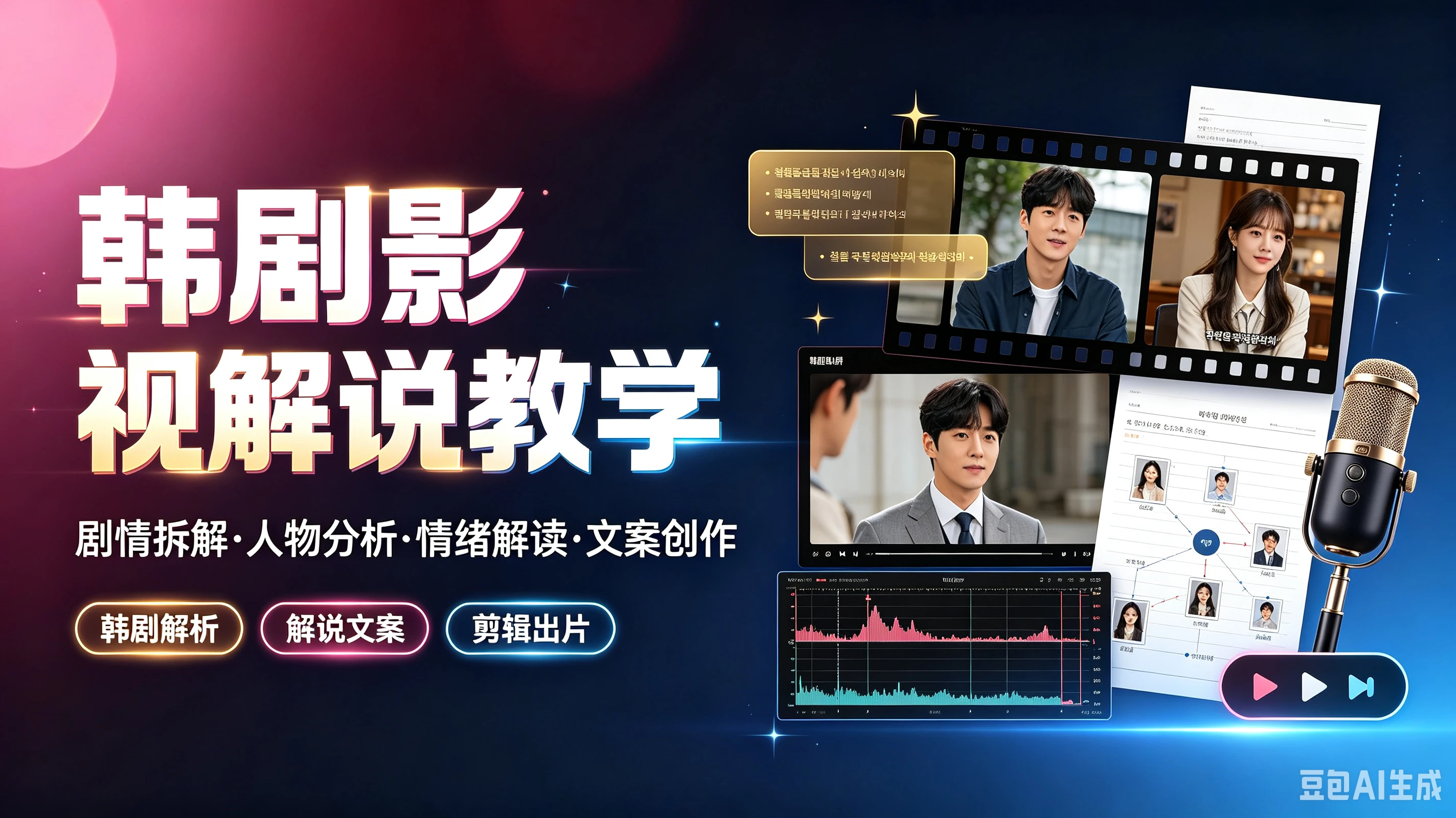 【精】韩剧影视解说教学，剧情拆解·人物分析·情绪解读·文案创作，韩剧解析、解说文案、剪辑出片