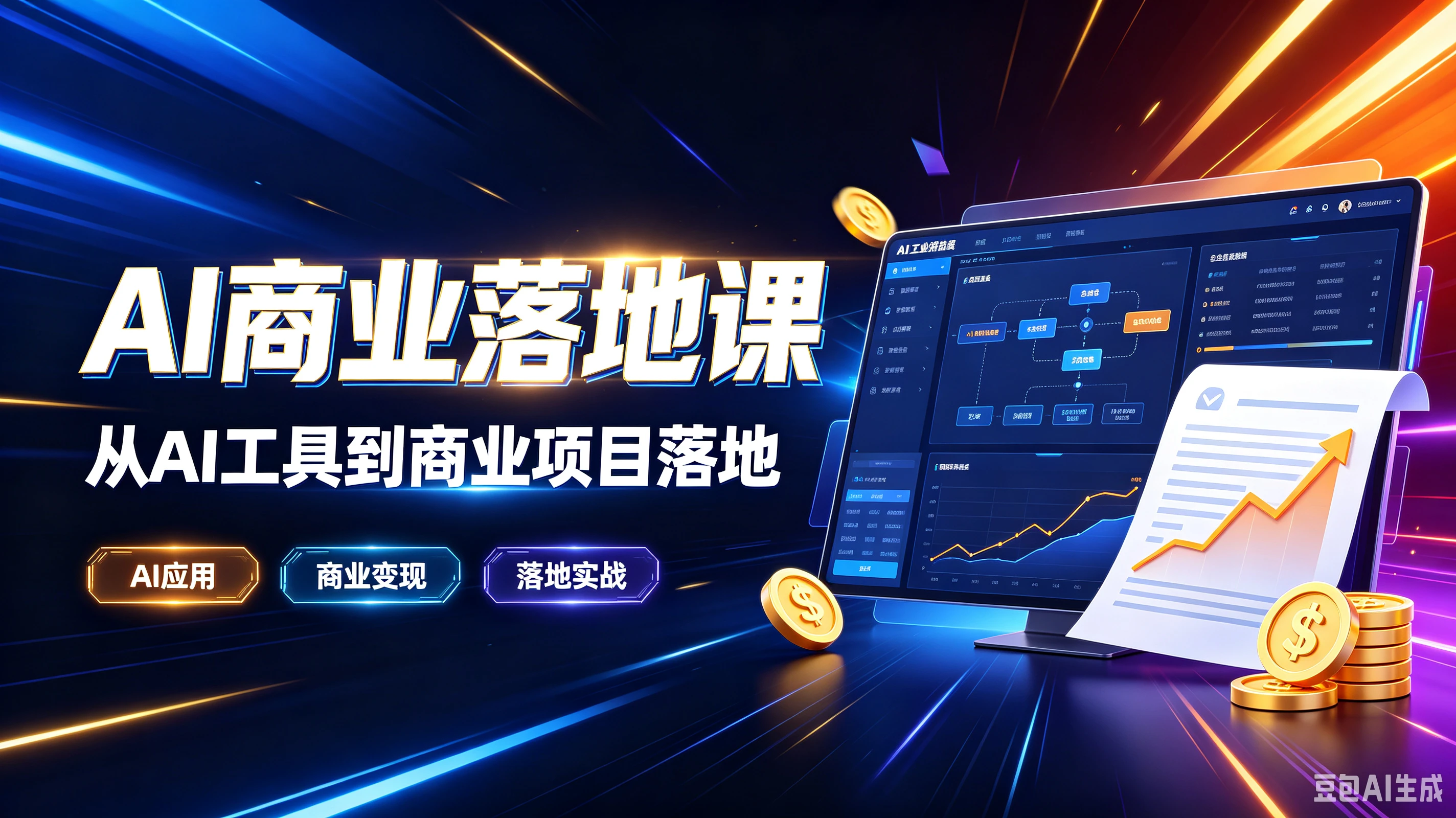 【精】AI商业落地课从AI工具到商业项目落地，AI应用、商业变现、落地实战