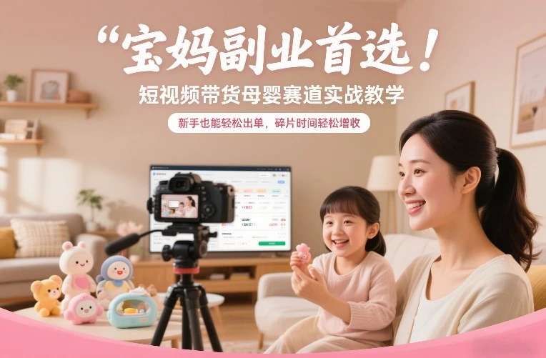 【精】宝妈副业首选！短视频带货母婴赛道实战教学，新手也能轻松出单，碎片时间轻松增收
