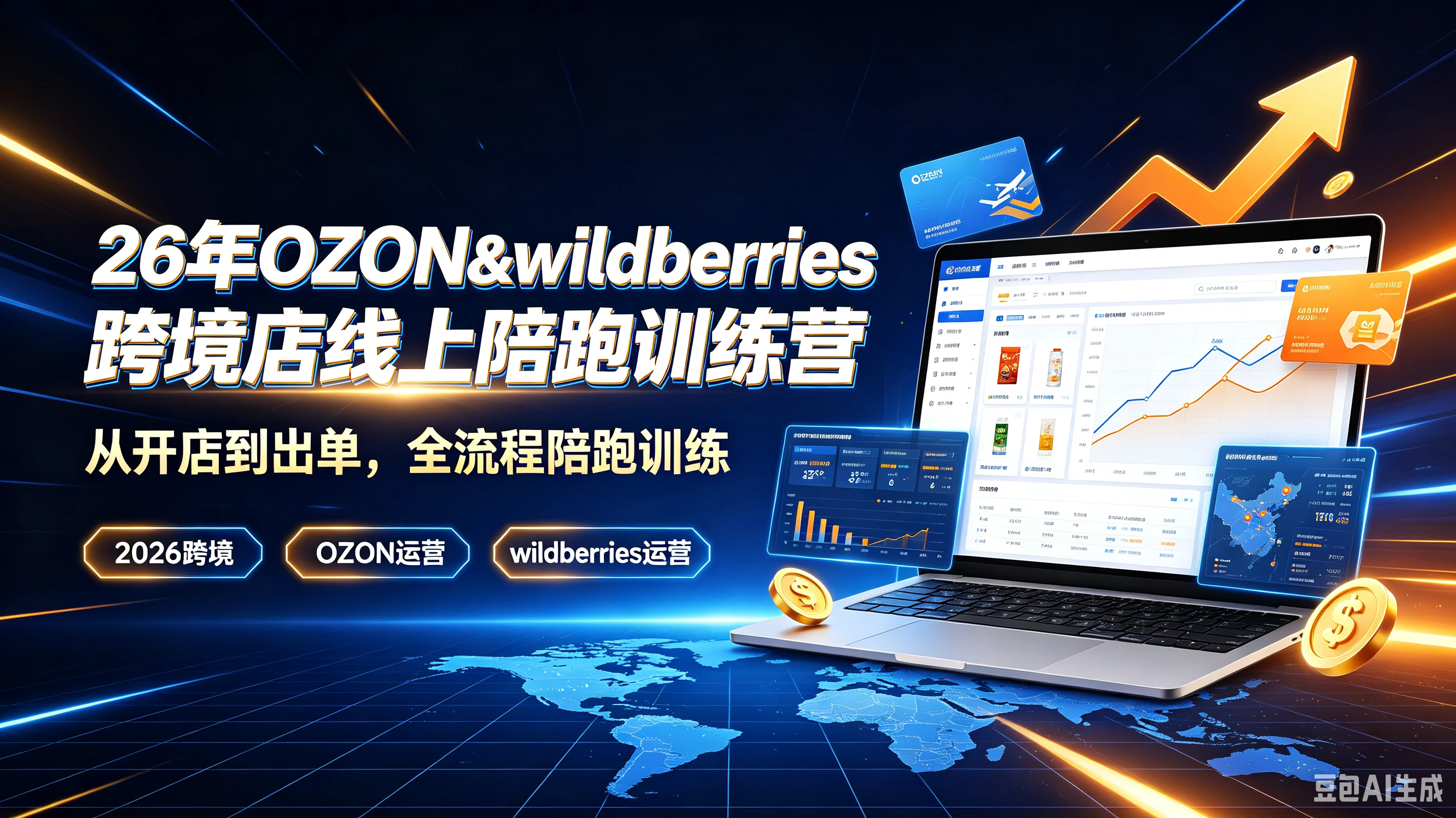 【精】26年OZON&wildberries跨境店线上陪跑训练营，从开店到出单，全流程陪跑训练，2026跨境、OZON运营、wildberries运营