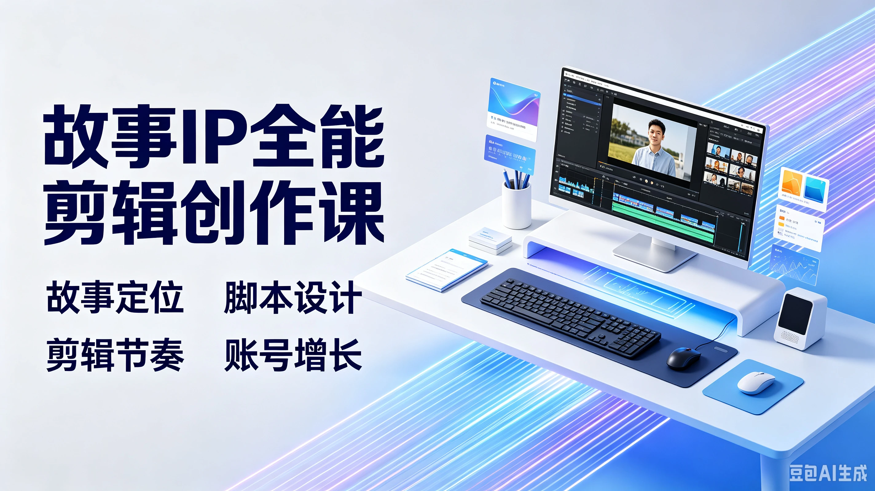 【精】故事IP全能剪辑创作课，故事定位、脚本设计、剪辑节奏、账号增长