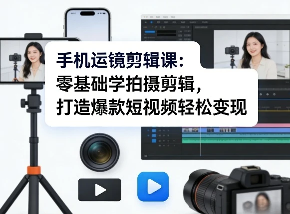 【精】手机运镜剪辑课：零基础学拍摄剪辑，打造爆款短视频轻松变现