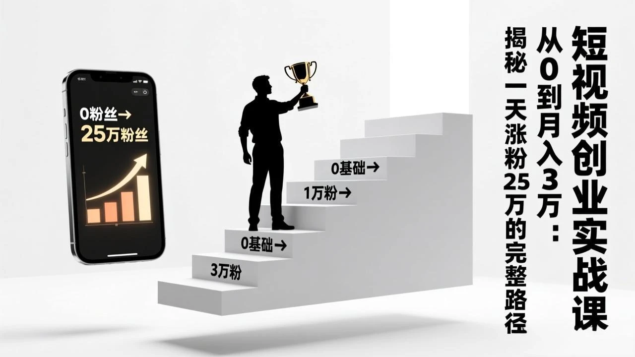 【精】短视频创业实战课：从0到月入3万：揭秘一天涨粉25万的完整路径