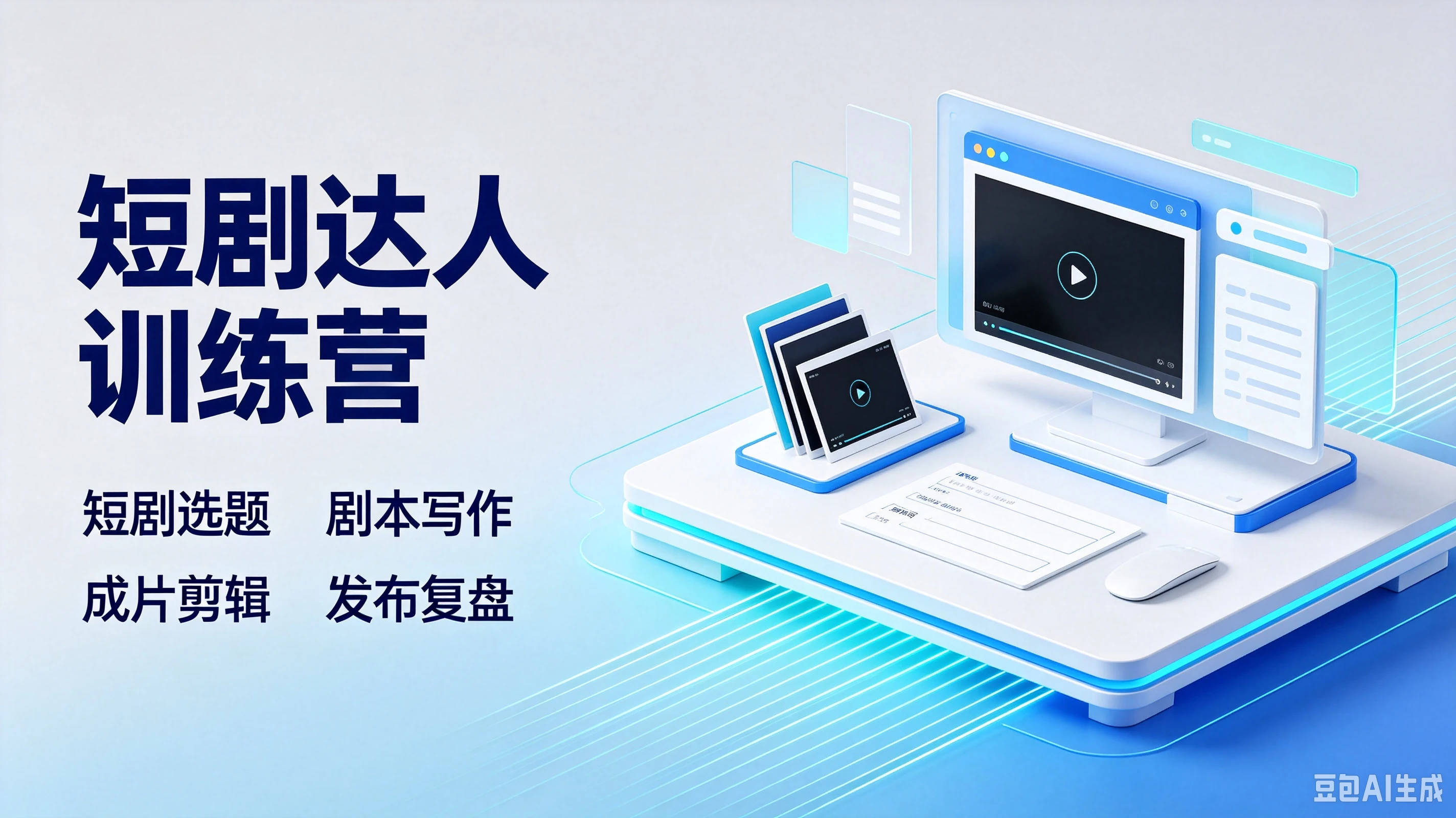 【精】短剧达人训练营，短剧选题、剧本写作、成片剪辑、发布复盘
