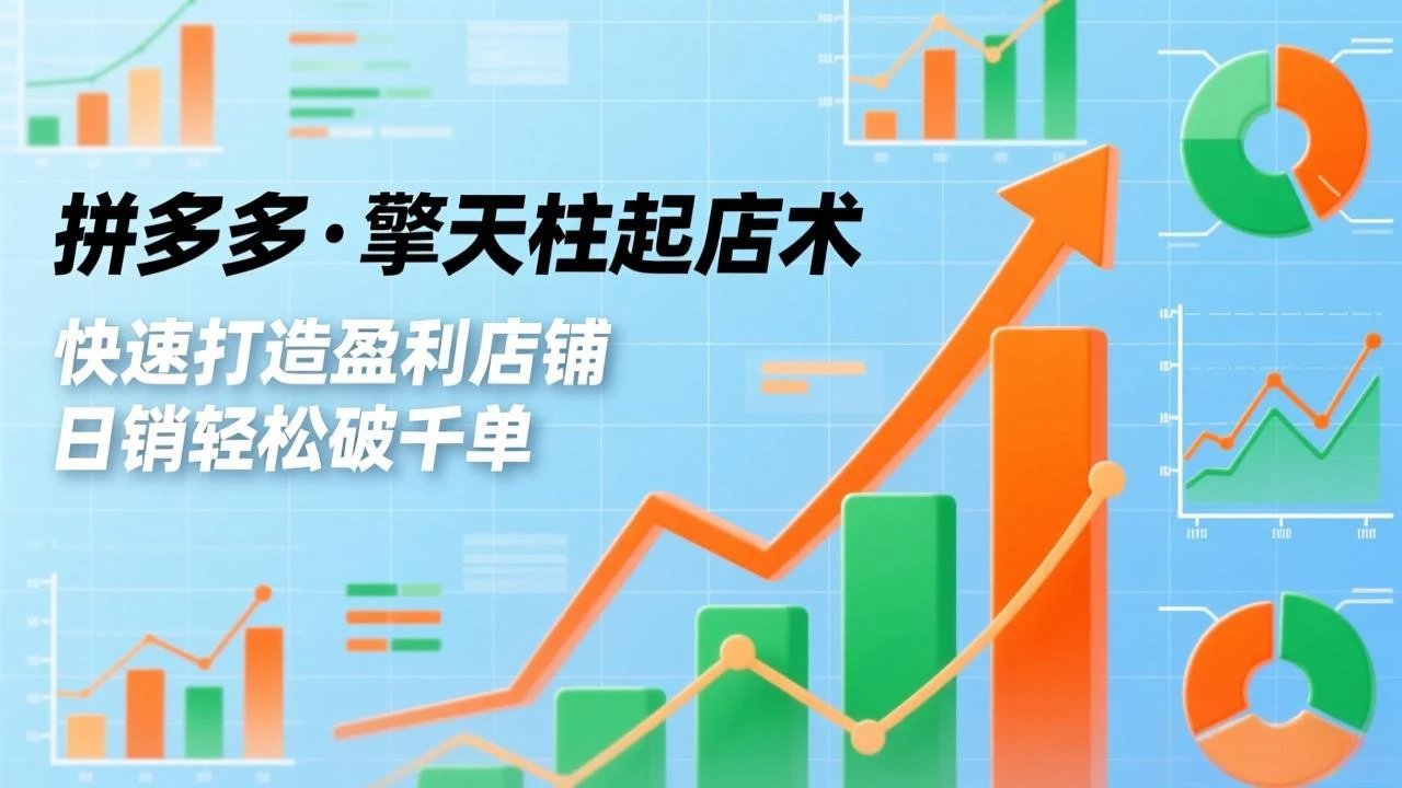 【精】拼多多·擎天柱起店术，爆流布局、利润起飞、不断流，快速打造盈利店铺，日销破千单（更新）